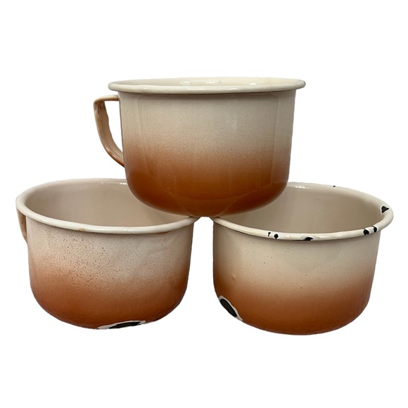 Set of 3 Vintage Enamelware Ombré Coffee Cups Great for Retro Campers - Picture 2 of 4